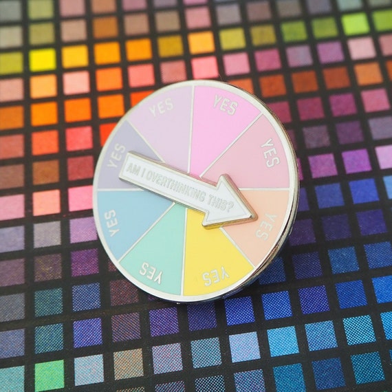 Spinner Enamel Pin "Am I Overthinking This?" - Pastel Rainbow Mental Health Pin