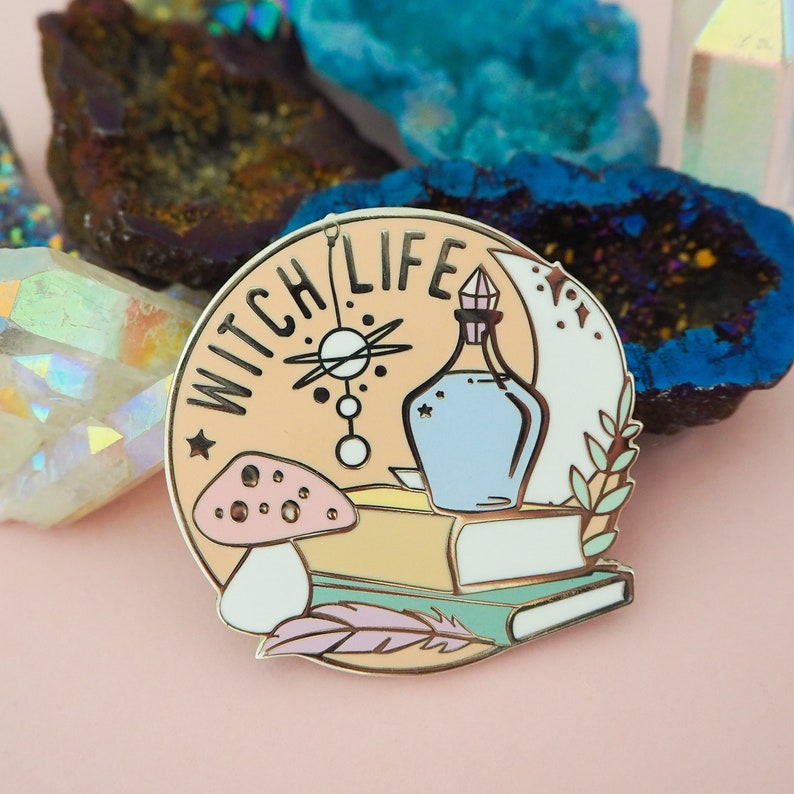 Witch Life Enamel Pin Pastel Hard Enamel Pin image 1