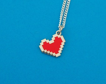 Pixel Heart Charm Necklace