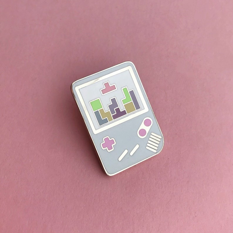Pastel Gameboy Tetris Enamel Pin Badge, Lapel Pin, Tie Pin image 1