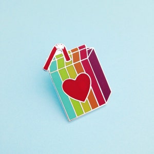 Retro Rainbow Juice Box Enamel Pin Badge, Lapel Pin, Tie Pin