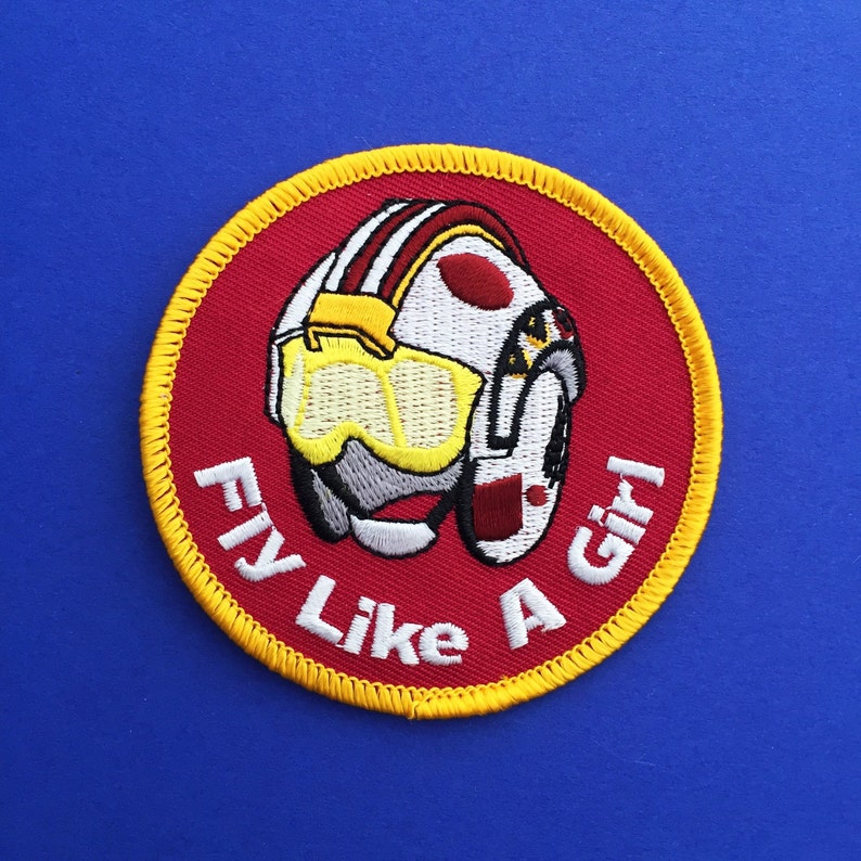 Fly Like A Girl Iron On Patch - Rebel Helmet Patch - Star Wars -