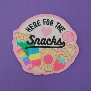 Here For The Snacks Woven Patch - Iron On Patch