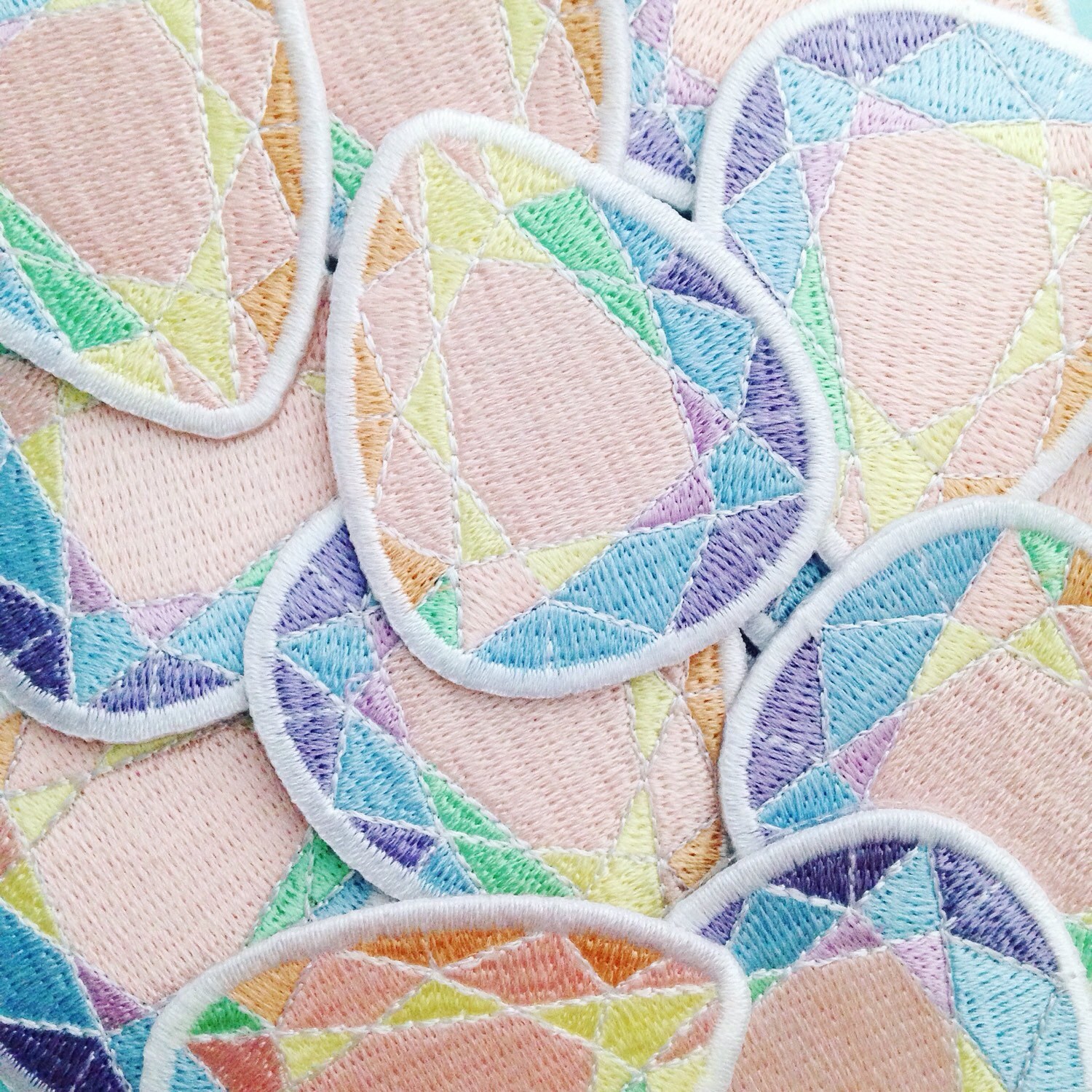 Rainbow Pastel Gem Stone Patch - Iron On Patch - Pastel Patch - Rainb…
