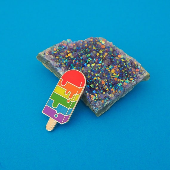 Rainbow Ice Lolly Enamel Pin - Bright or Pastel Rainbow