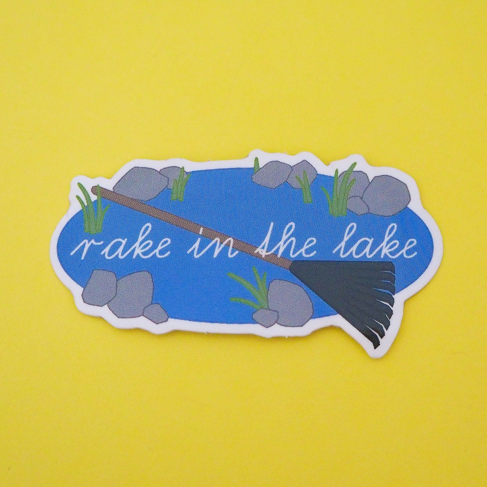 Rake in the Lake Vinyl Sticker Untitled Goose Game Sticker Etsy