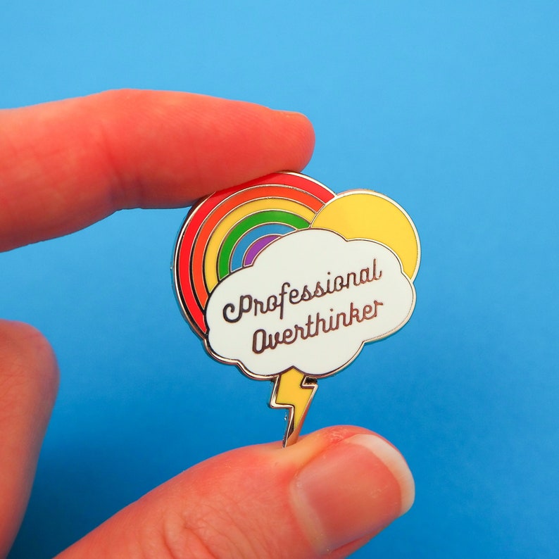 Professional Overthinker Rainbow Enamel Pin Hard Enamel Pin Badge Mental Health Lapel Pin image 3