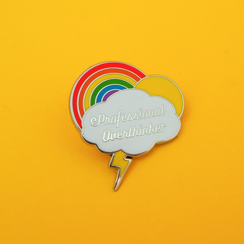 Professional Overthinker Rainbow Enamel Pin Hard Enamel Pin Badge Mental Health Lapel Pin image 1