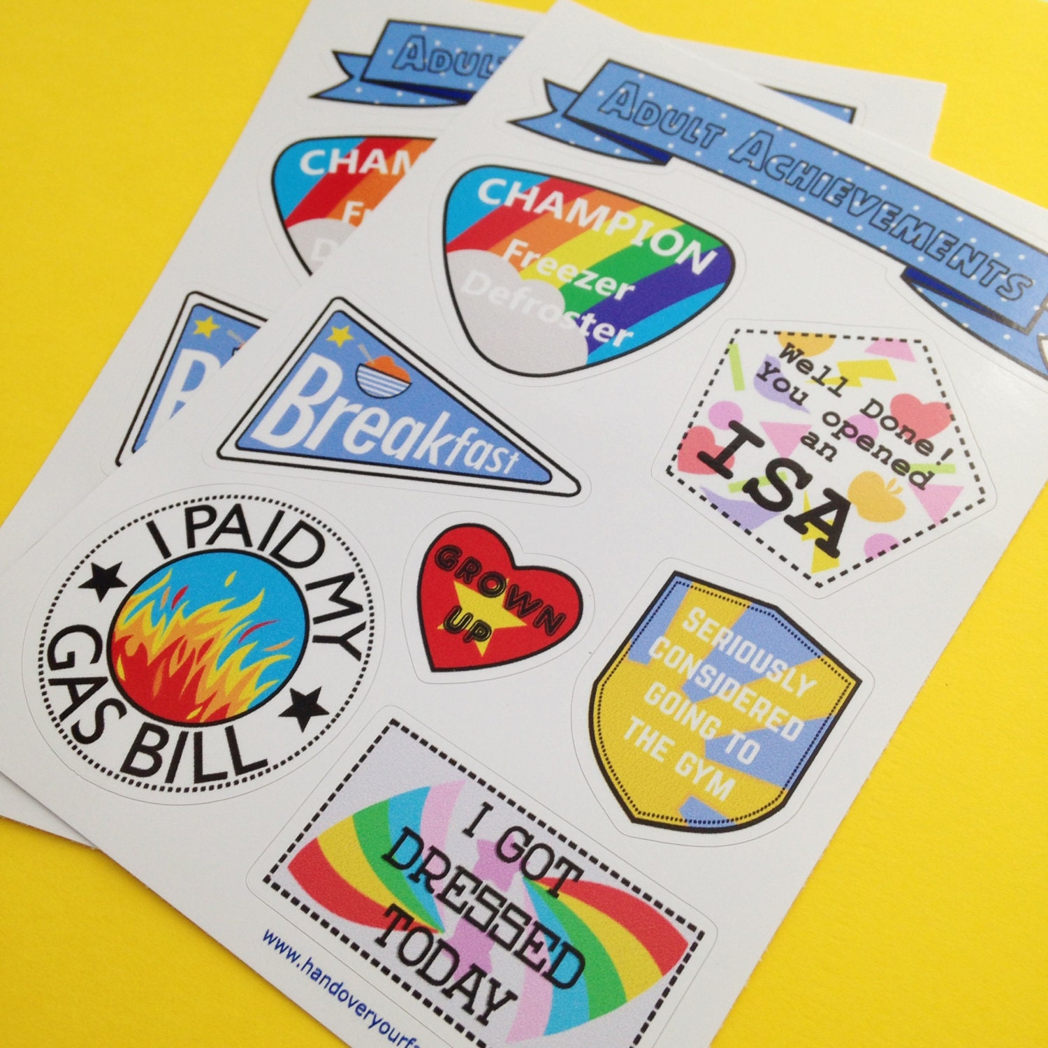 Adult Achievement Sticker Sheet - Vinyl