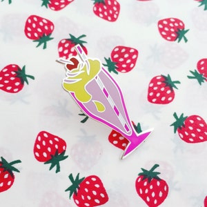 Strawberry Milkshake Enamel Pin Badge, Lapel Pin, Tie Pin