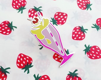 Strawberry Milkshake Enamel Pin Badge, Lapel Pin, Tie Pin