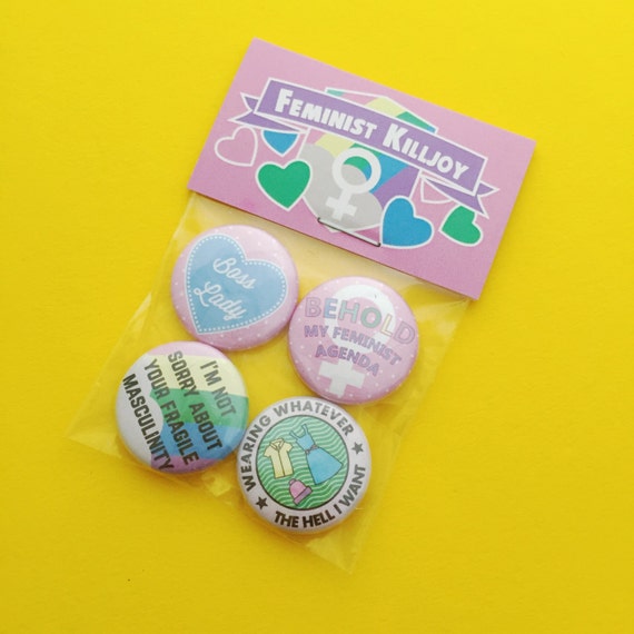 FEMINIST KILLJOY 1" 25mm Pin Button Badge Novelty Message Humour Feminism 2 FEMINIST KILLJOY 1" 25mm Pin Button Badge Novelty Message Humour Feminism 2