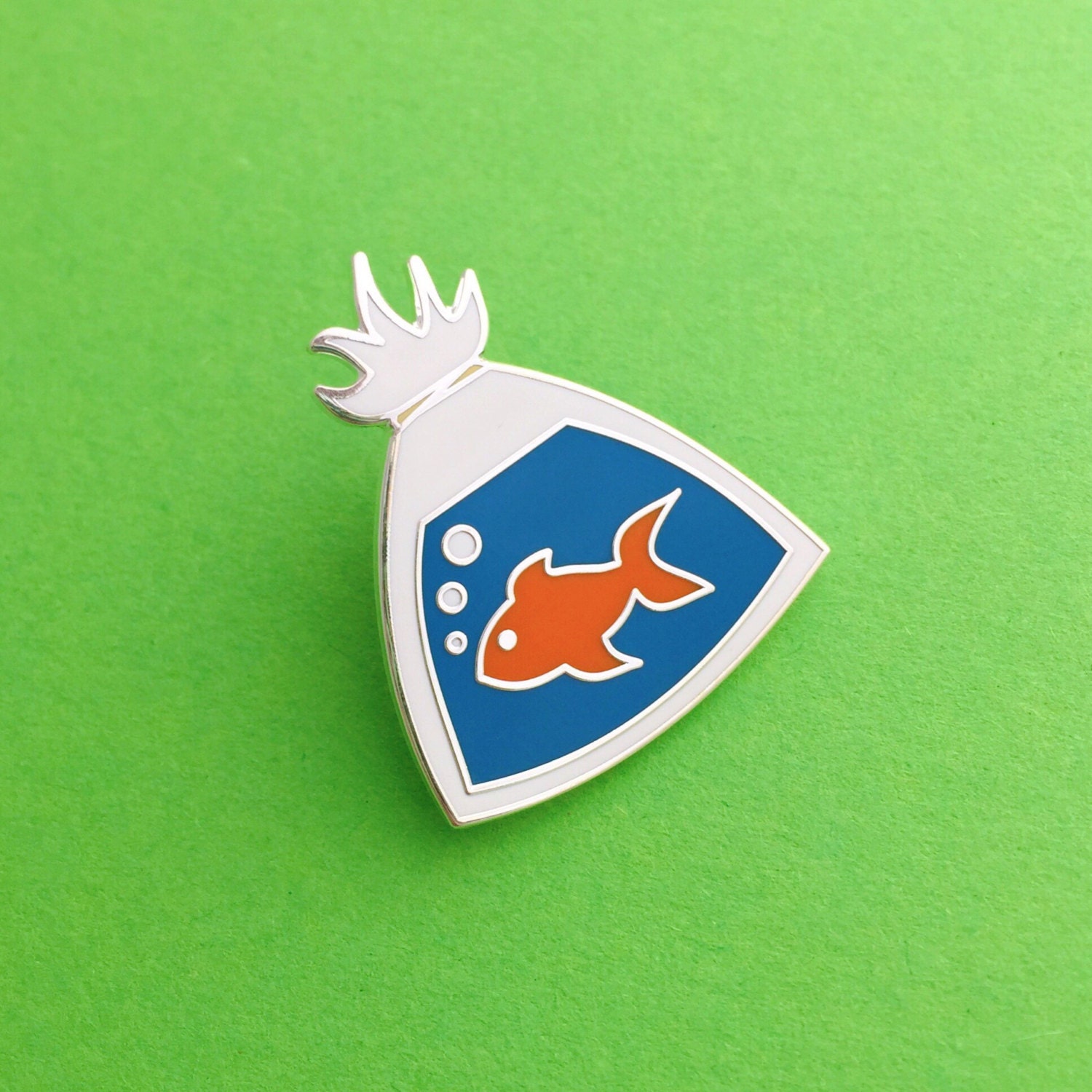 Fish In A Bag Enamel Lapel Pin Badge