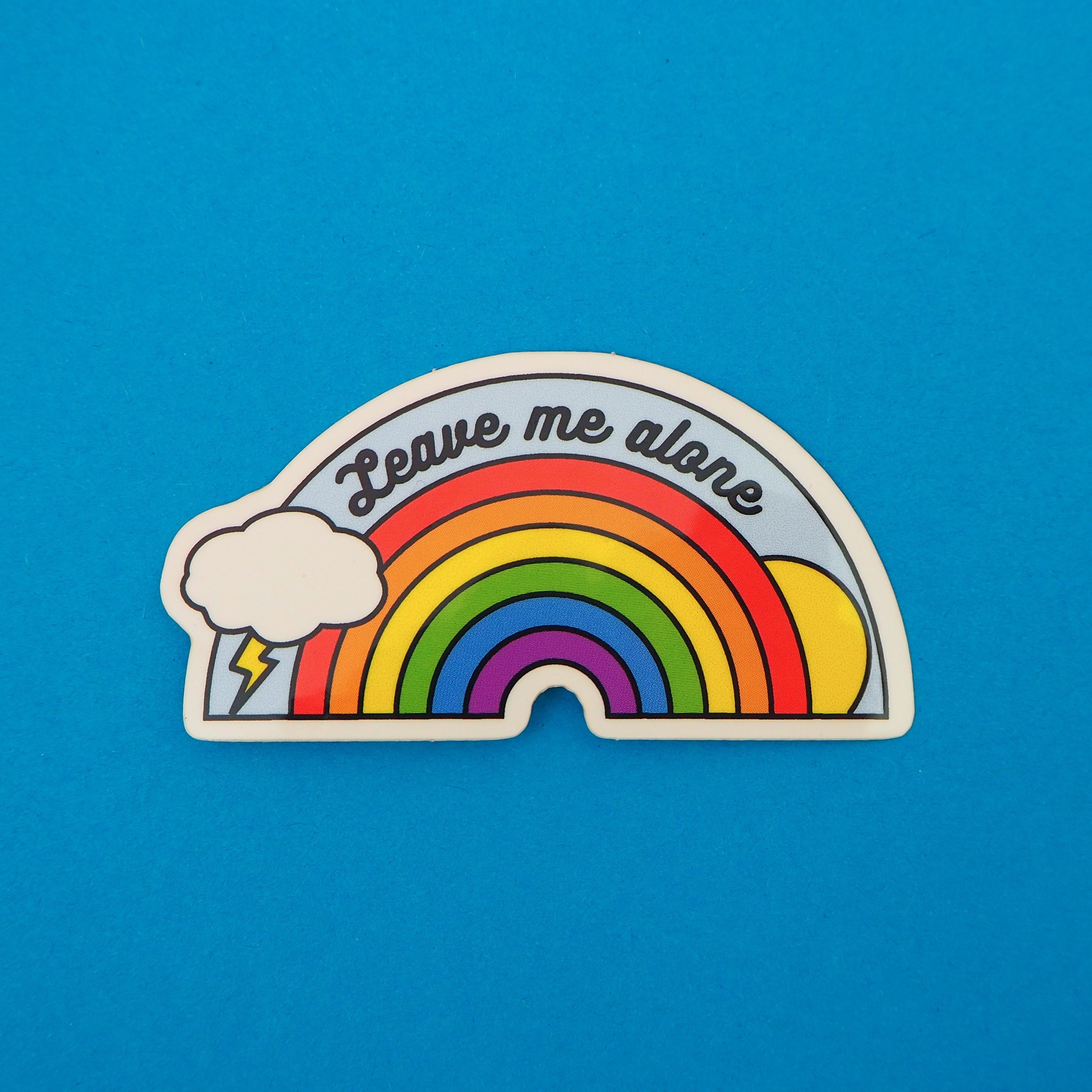 Leave Me Alone Rainbow Vinyl Sticker - Rainbow Sticker - Mental Healt…