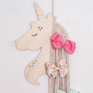 Hair Clip Bow Organizer Unicorn Macrame Girls Room Wall Decor Hanging