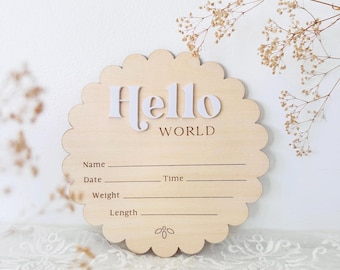 Hello World Scalloped Sign for Newborn photos