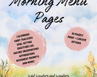 Nature Themed Morning Menu Pages
