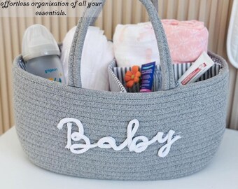 Handcrafted Baby Name Basket Personalised Name - Toy Storage Basket, Newborn Basket Gift, Baby Gifts