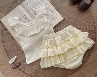 Zomeroutfits - Prinsessenset met mouwloze blouse en shorts voor babymeisjes van 1-3 jaar