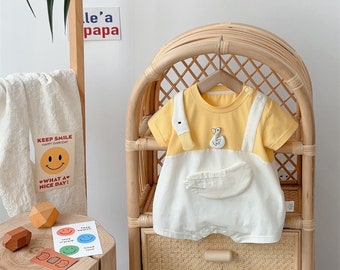 Zomerstijl baby-tweedelige romperset met korte mouwen: schattige pasgeboren outfit | Perfect cadeau | Nieuw ontwerp | 2 kleuren