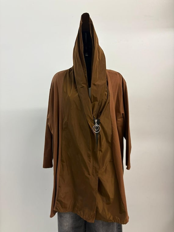 Corta-vento, capa de chuva com zíper e capuz, jaqueta de chuva