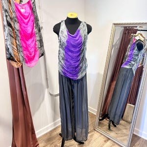 Tie Dye Silk Top: Sleeveless Victorian Blouse, Made in Italy