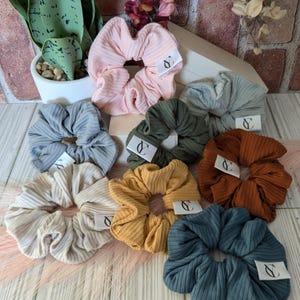 Set of 4 Fabric Scrunchie, Gift, Gift for her, Hair Scrunchies, Hair Accessories, Scrunchies, Hair Ties for Women, Waffle Scrunchie