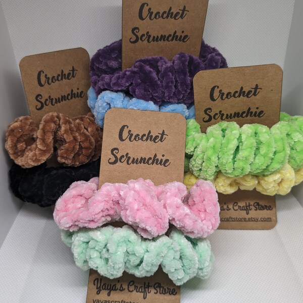 Crochet Chenille Scrunchies, Set of two, Color of Choise, Women's Hair Accesories, Hair Tie