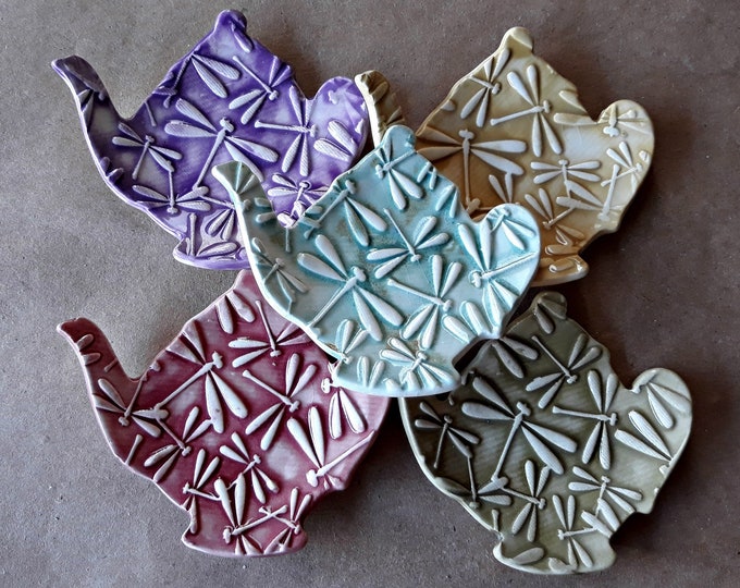 FIVE Ceramic Teapot Tea Bag Holders Spoon Rest Spoon Holders Etsy