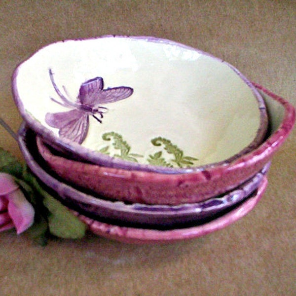 FOUR Ceramic Dragonfly Prep Bowls Dipping Bowls Sauce Bowls trinket bowls   Wholesale  available