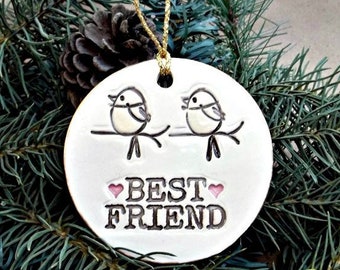 Best Friend Christmas Ornament Christmas decoration Ceramic Christmas tree ornament edged in gold   Wholesale  available