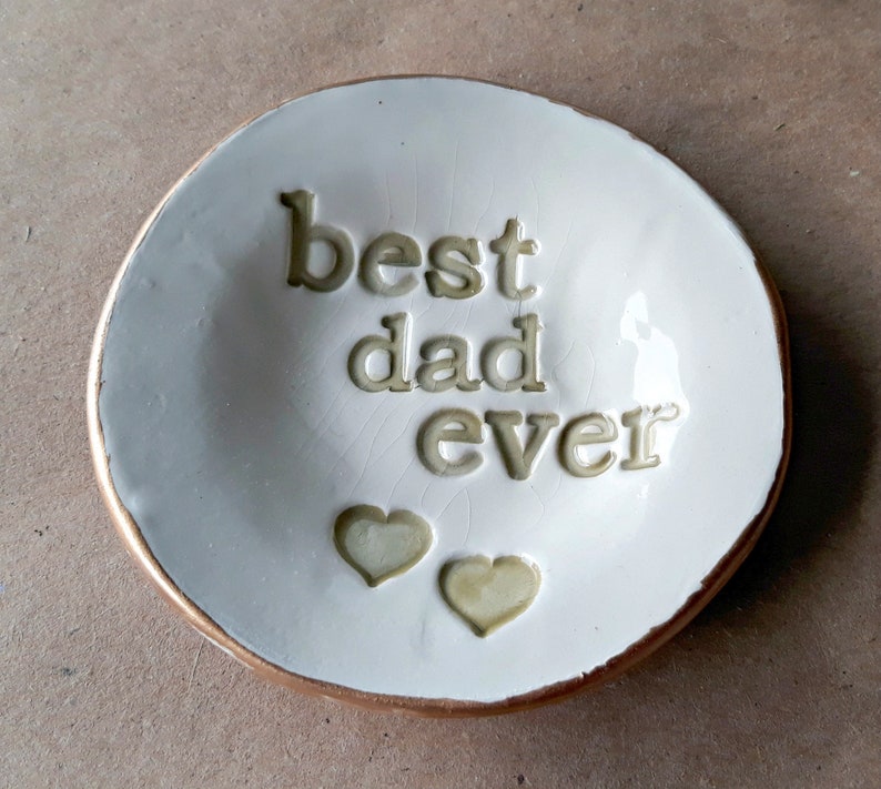 Ceramic Best dad Ring Dish Coin dish edged in gold Fathers day Wholesale available