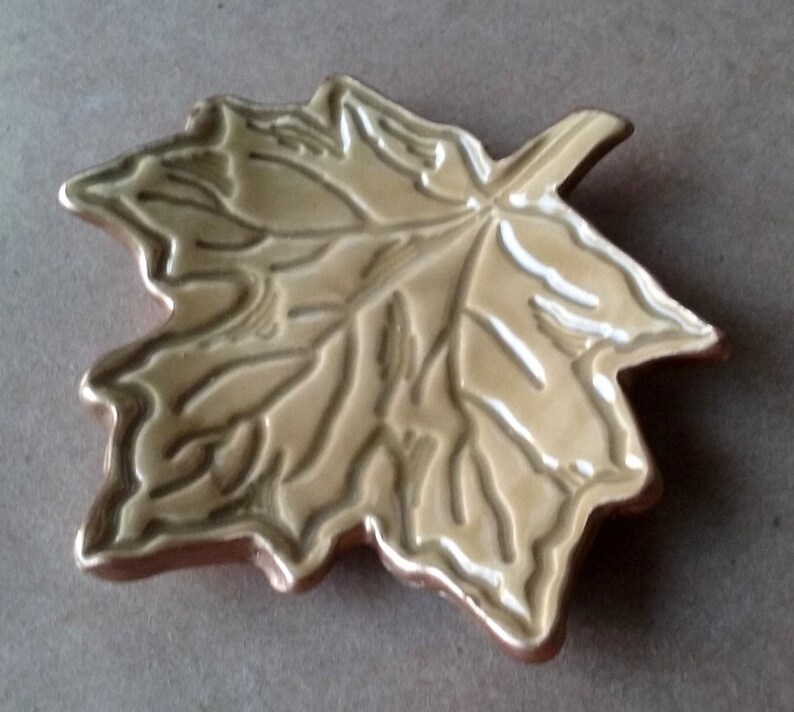 Three Ceramic Ring Dishes Ring Holders Ring bowls Fall Leaves edged in gold Mustard Yellow Wholesale available
