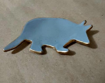 Grey Armadillo Ring Dish Ceramic Ring Bowl Ring Holder Trinket Dish edged in gold