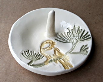 Ceramic Bird Ring Holder Ring Dish Ring bowl yellow bird gold edged   Wholesale  available