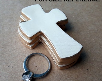 ONE Ceramic small Cross Eggshell white  First Communion Christening Favors Confirmation Baptism  Easter favor  Wholesale prices available