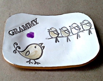 GRAMMY keramische Trinket schotel 4 Birdies edged in gouden Mothers day groothandel beschikbaar