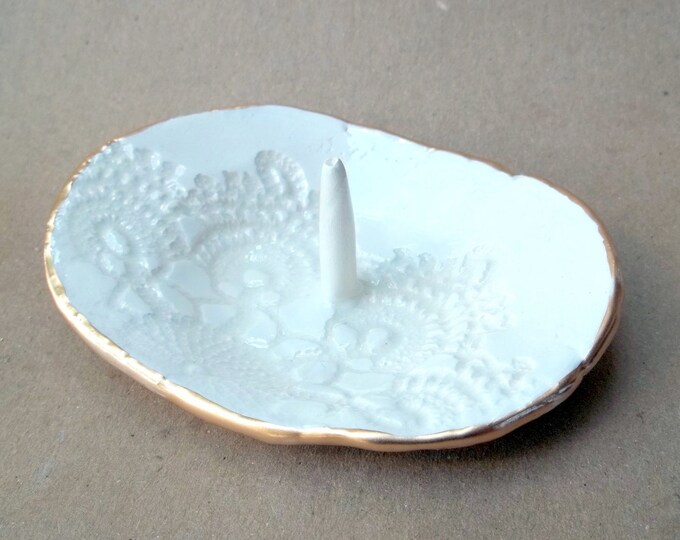 Lace Ceramic Ring Holder Bowl Etsy