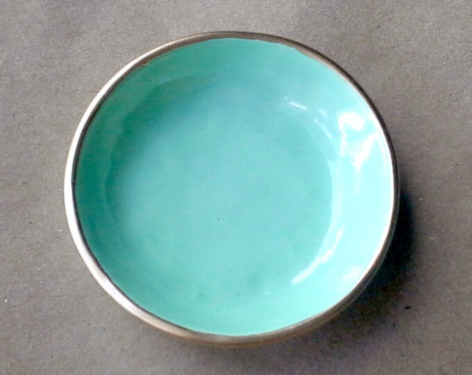 Ceramic MINT GREEN Ring Bowl Edged in Gold 3 3/4 Inches Round Etsy