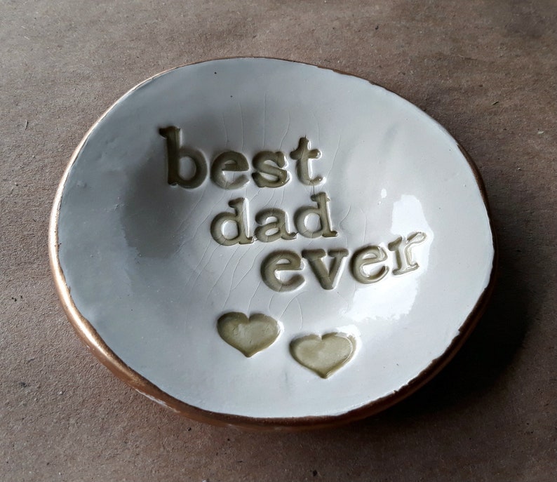 Ceramic Best dad Ring Dish Coin dish edged in gold Fathers day Wholesale available