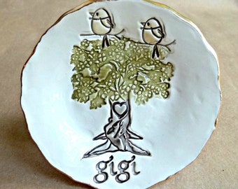 GIGI  with 2 Birdy Ceramic  Trinket Bowl  Mothers day