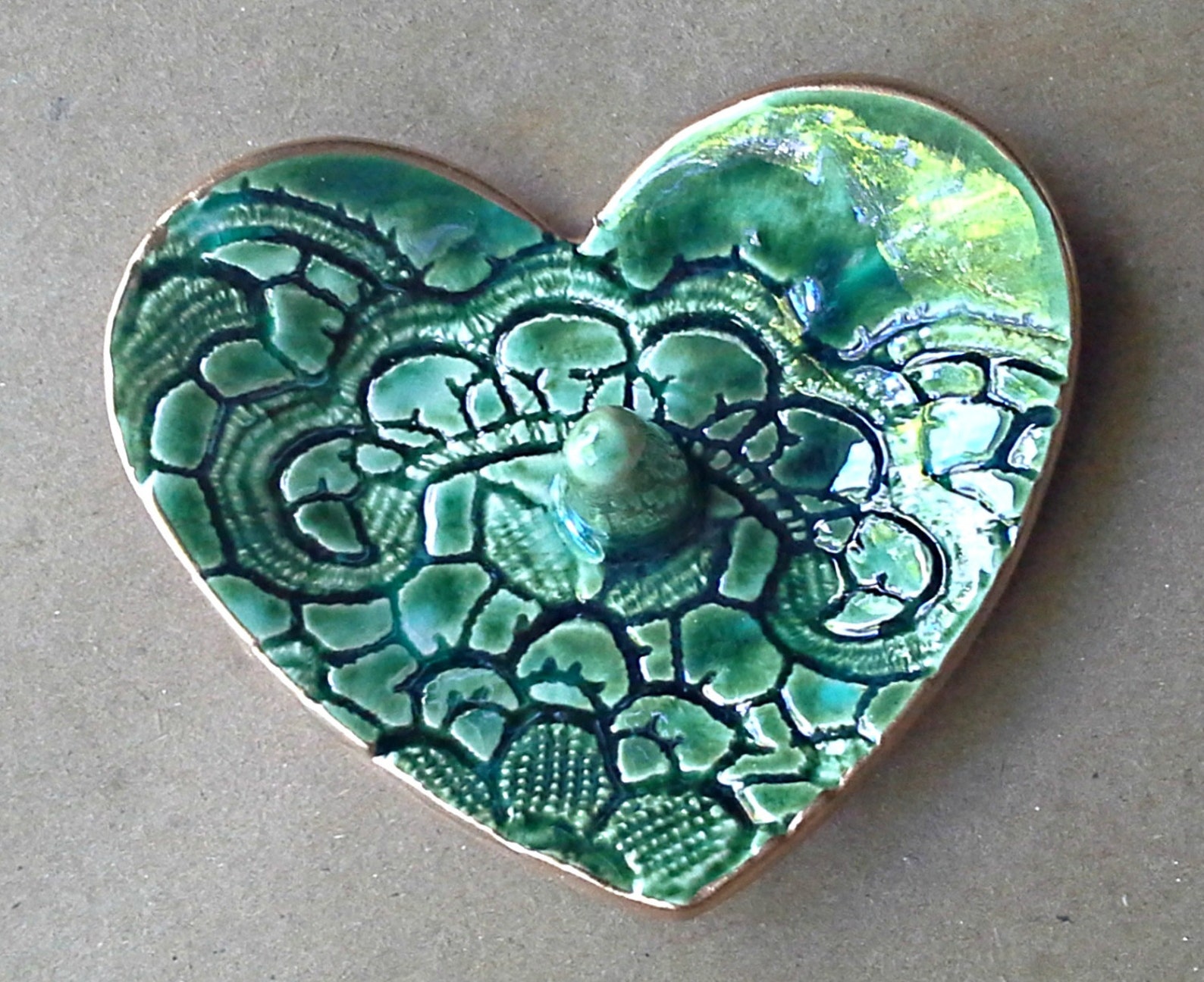 Ceramic Ring Holder Bowl Peacock Green Gold Edged Wholesale Etsy