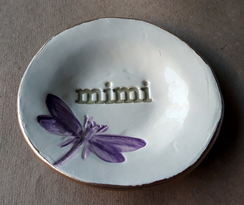 Ceramic MIMI Ring Holder Ring Bowl Ring Dish Trinket Dish edged in gold MIMI Mothers day Wholesale available