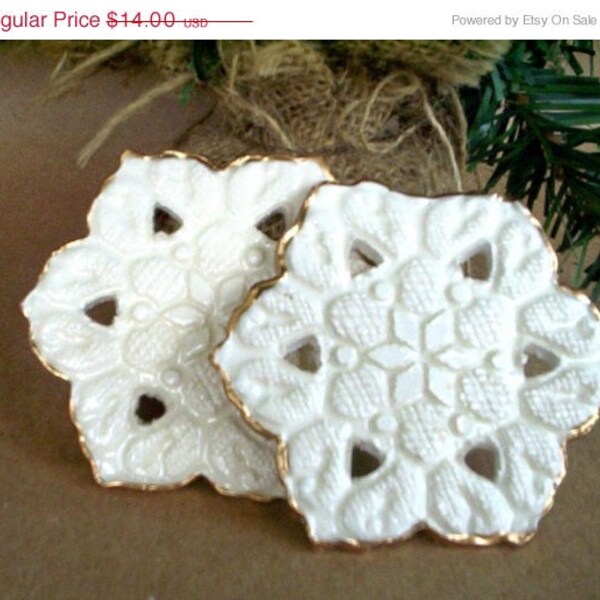 ON SALE Set of TWO Snowflake Ornaments