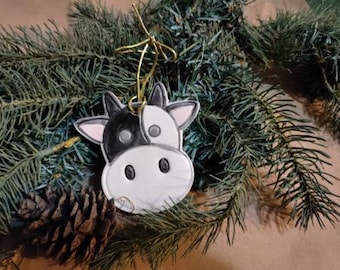 Ceramic MOO-COW Christmas Ornament