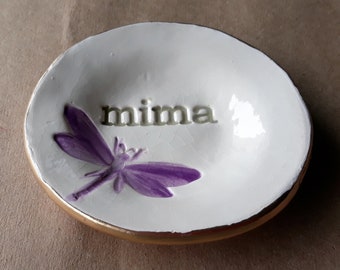 Ceramic Ring Holder Ring Bowl Ring Dish Trinket Dish edged in gold Mima Mothers day   Wholesale  available