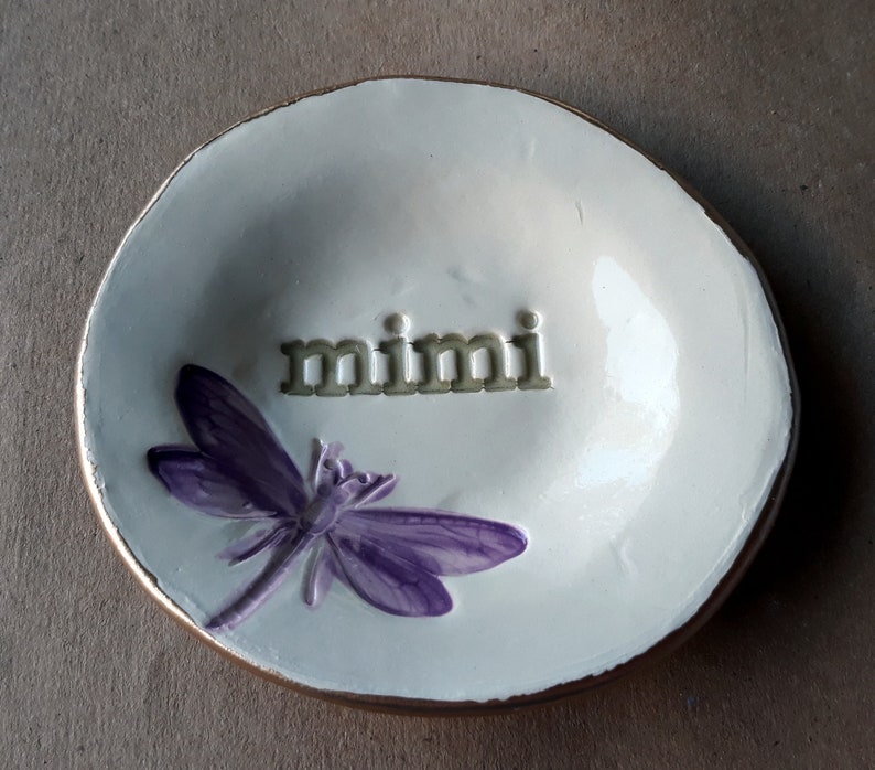 Ceramic MIMI Ring Holder Ring Bowl Ring Dish Trinket Dish edged in gold MIMI Mothers day Wholesale available