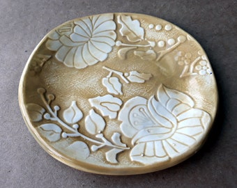 Ceramic Spoon Rest  Mustard Yellow damask Wholesale  available