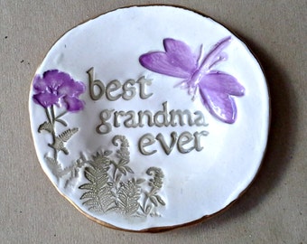 Personalized Ceramic GRANDMA Trinket Bowl  edged in gold  Mothers day   Wholesale  available