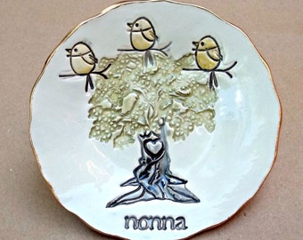 NONNA stamboom met 3 Birdies keramische Trinket Bowl moeders dag Wholesale beschikbaar